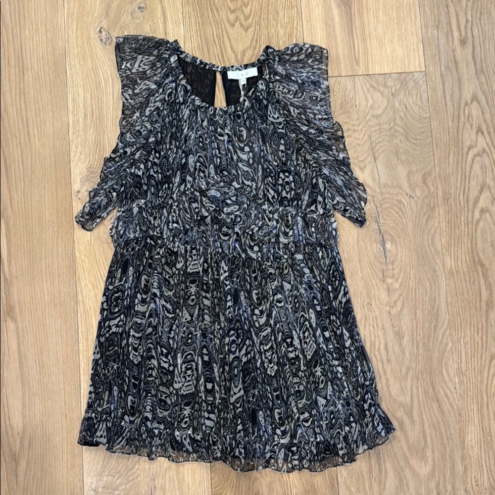 IRO NWT black and grey patterned flounce dress size 40